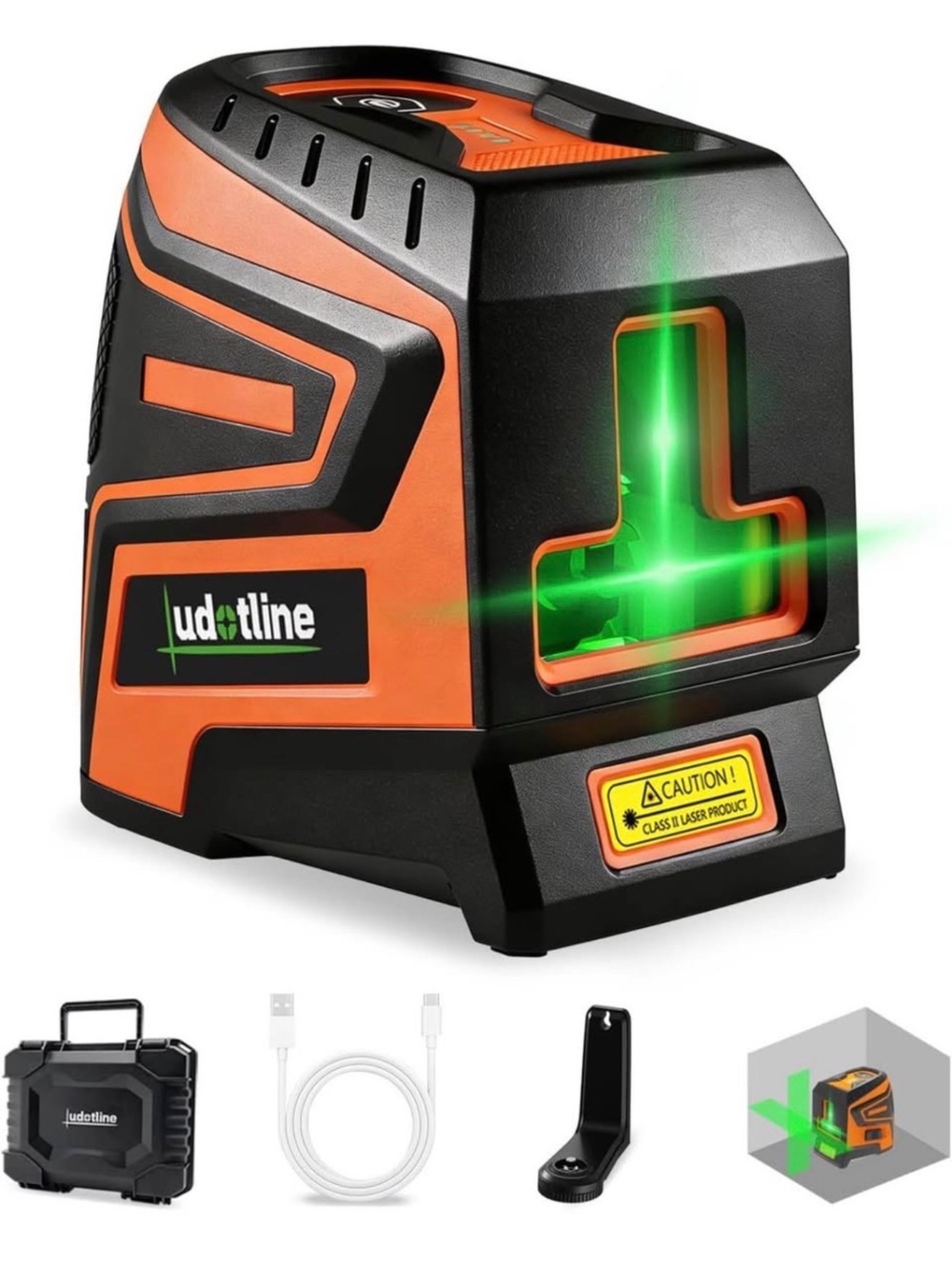udotline Green Laser Level with USB-C Charging and IP54 Dust & Water Resistance